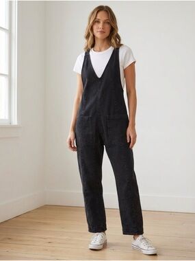 We The Free Black V-Neck Denim Overalls